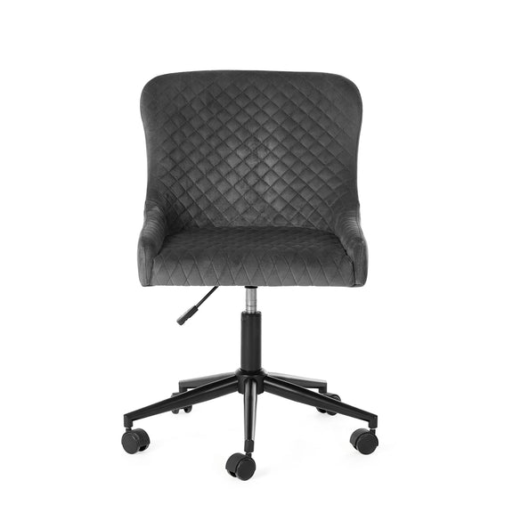 Black quilted office chair on a white background