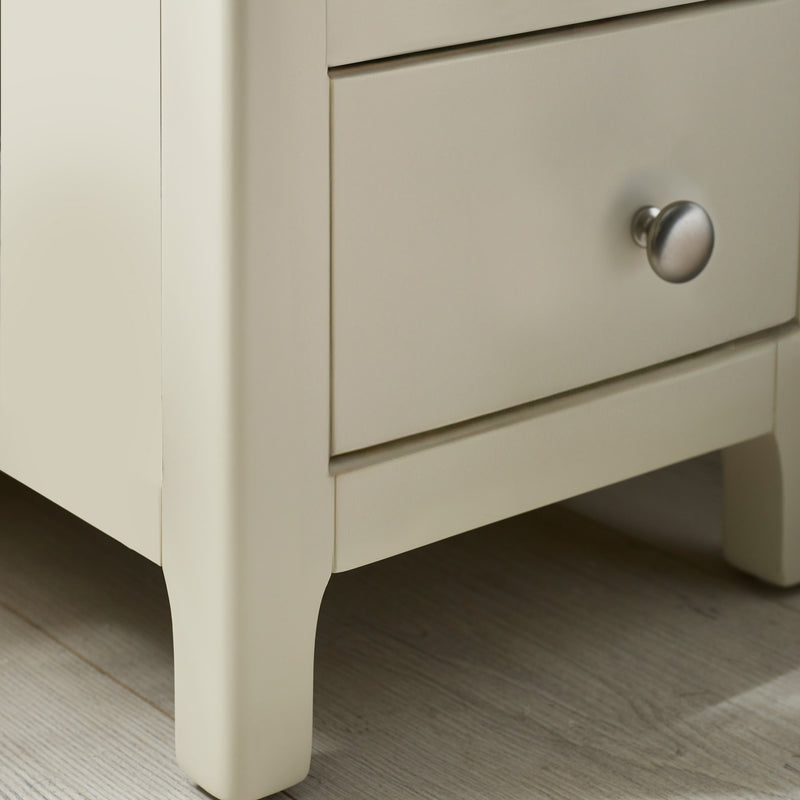 Somerset White and Oak Compact 3 Drawer Bedside Table 34cm - White/Oak