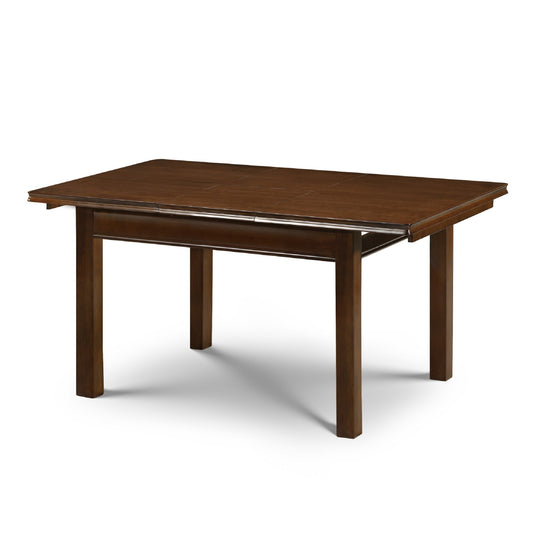 Wooden dining table on a white background