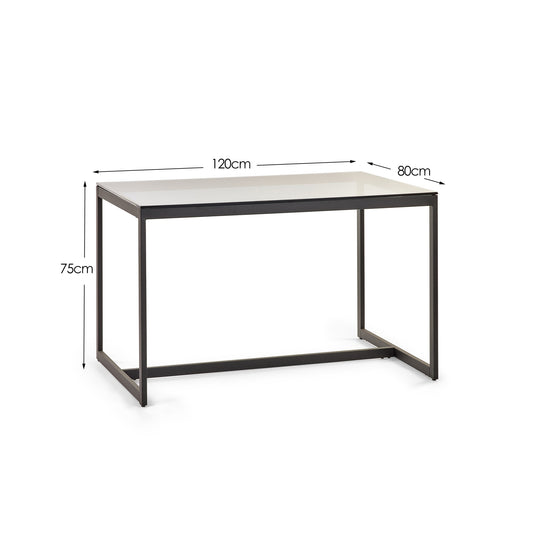 Table with dimensions labeled on a white background