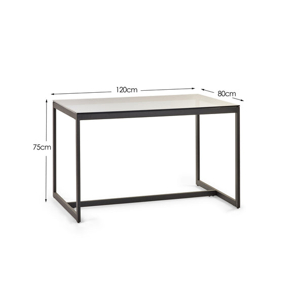 Table with dimensions labeled on a white background