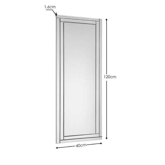 Rectangular mirror with dimensions labeled on a white background