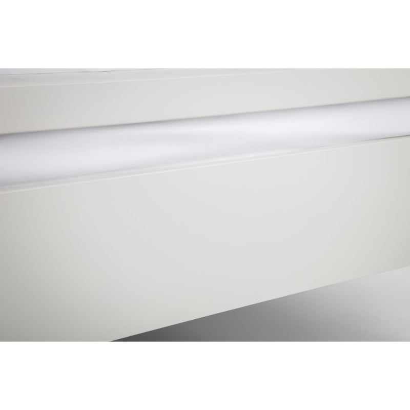 Close-up of a white LED strip light on a white background