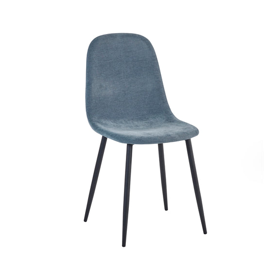 Blue chair with black legs on a white background