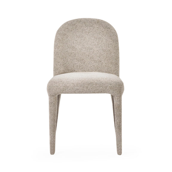 Beige upholstered chair on a white background