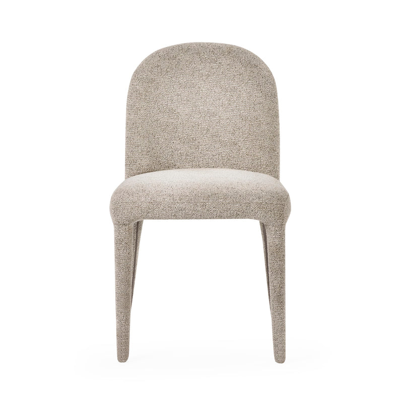 Beige upholstered chair on a white background