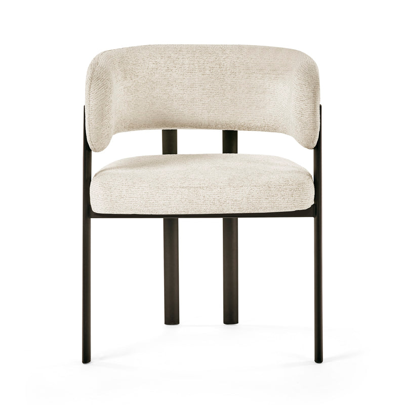 Beige chair with black legs on a white background