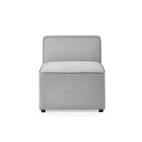 Gray upholstered chair on a white background