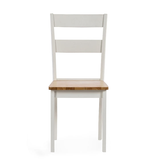White chair with a wooden seat on a white background