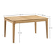 Wooden table with dimensions marked on a white background