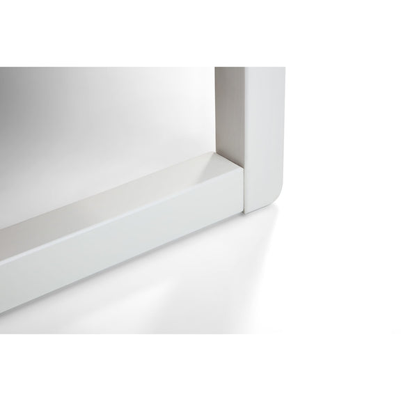 White rectangular object with a reflective surface on a white background