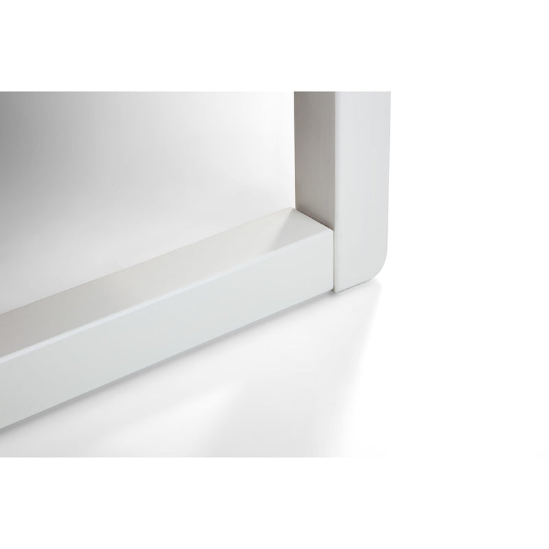 White rectangular object with a reflective surface on a white background