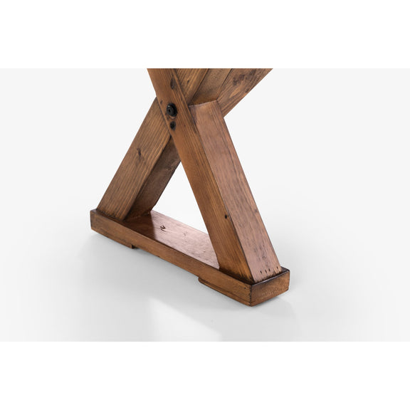 Wooden X-shaped leg on a white background