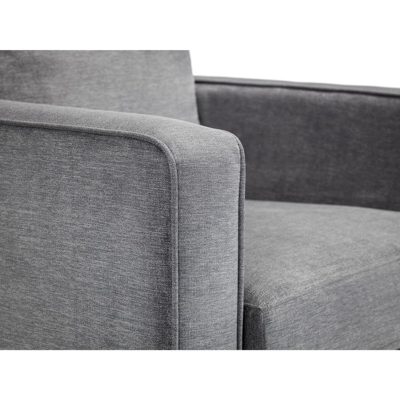 Gray upholstered chair corner on a white background