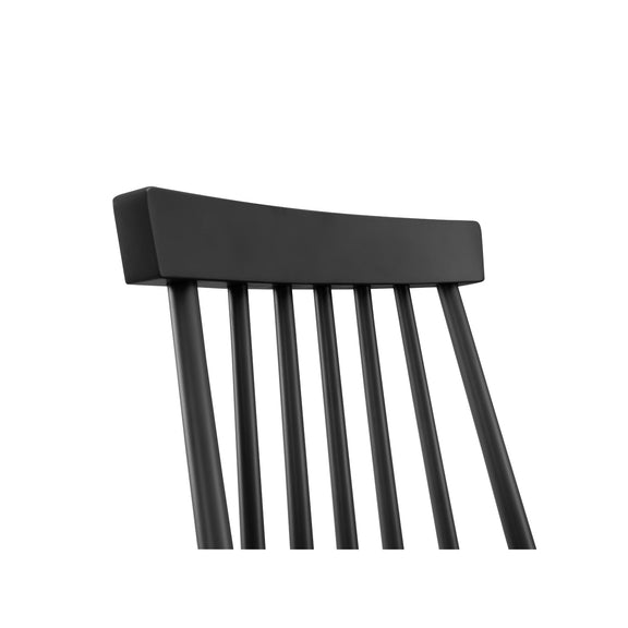 Black chair with a minimalist design on a white background
