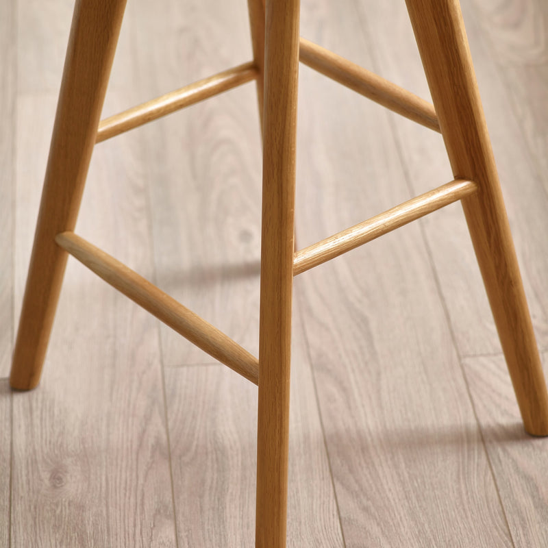 Close-up of a wooden stool on a wooden floor