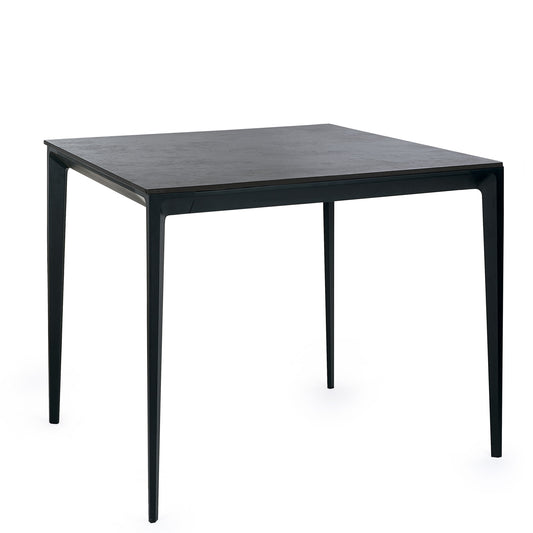 Black square table on a white background