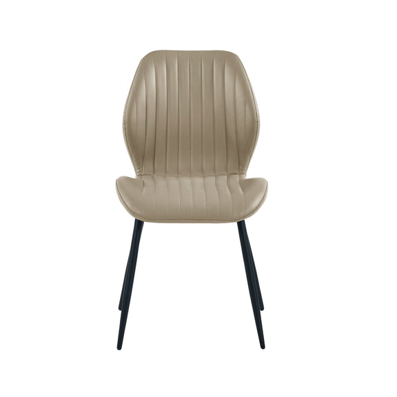 Beige chair with black legs on a white background