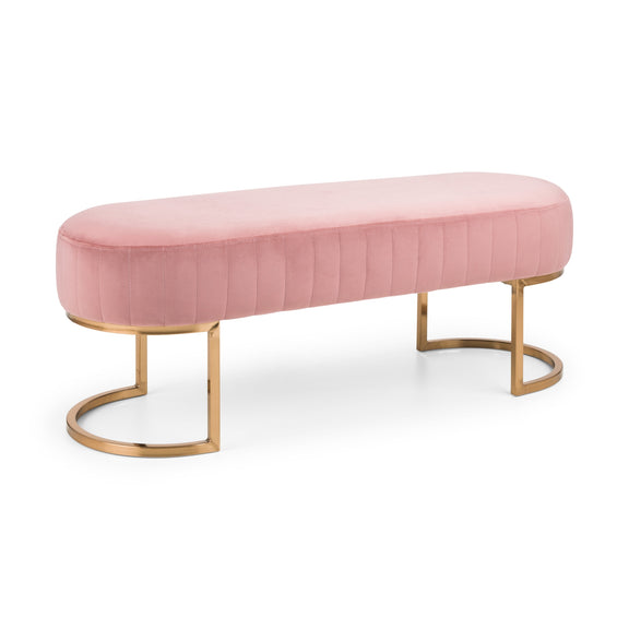 Pink bench with gold legs on a white background