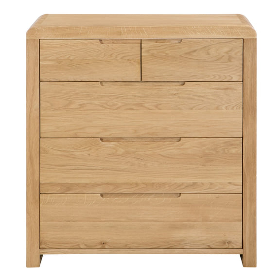 Wooden dresser with multiple drawers on a white background