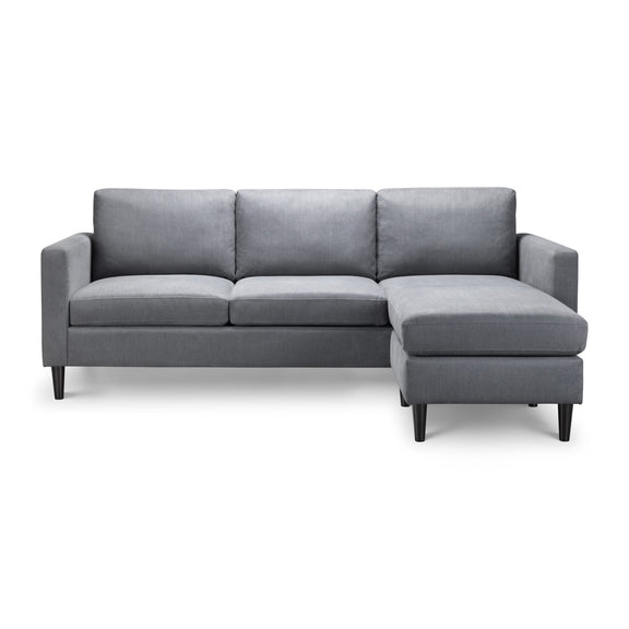 Gray sectional sofa on a white background