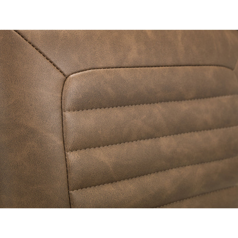 Close-up of brown leather with quilted pattern