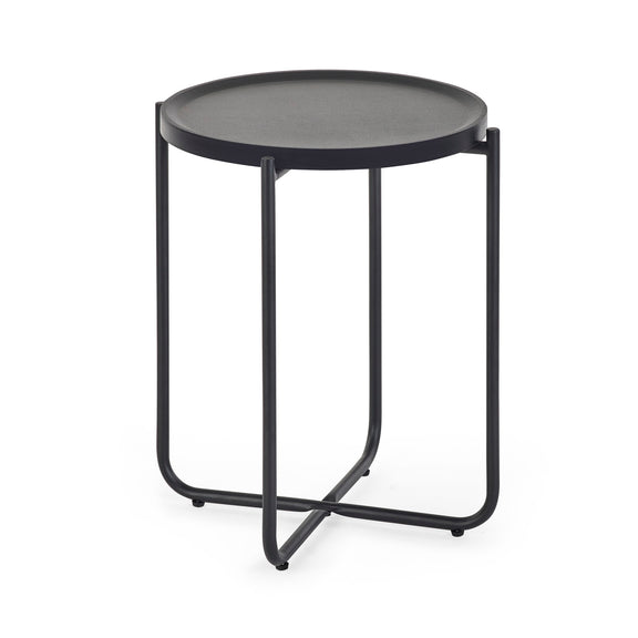 Black side table on a white background