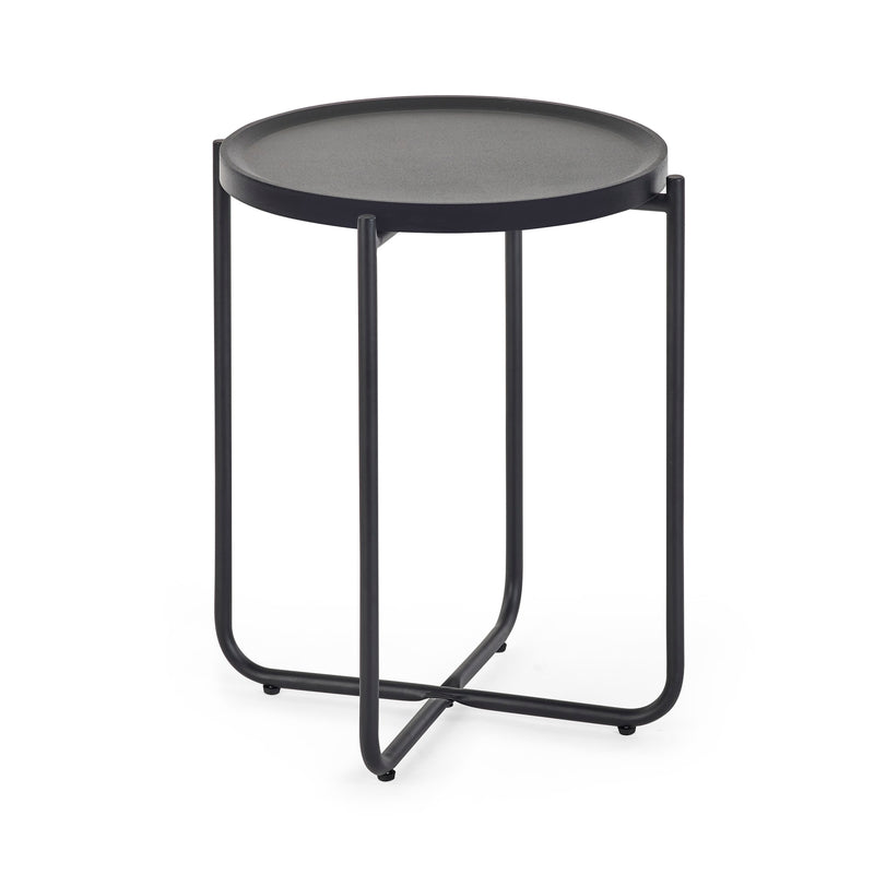 Black side table on a white background