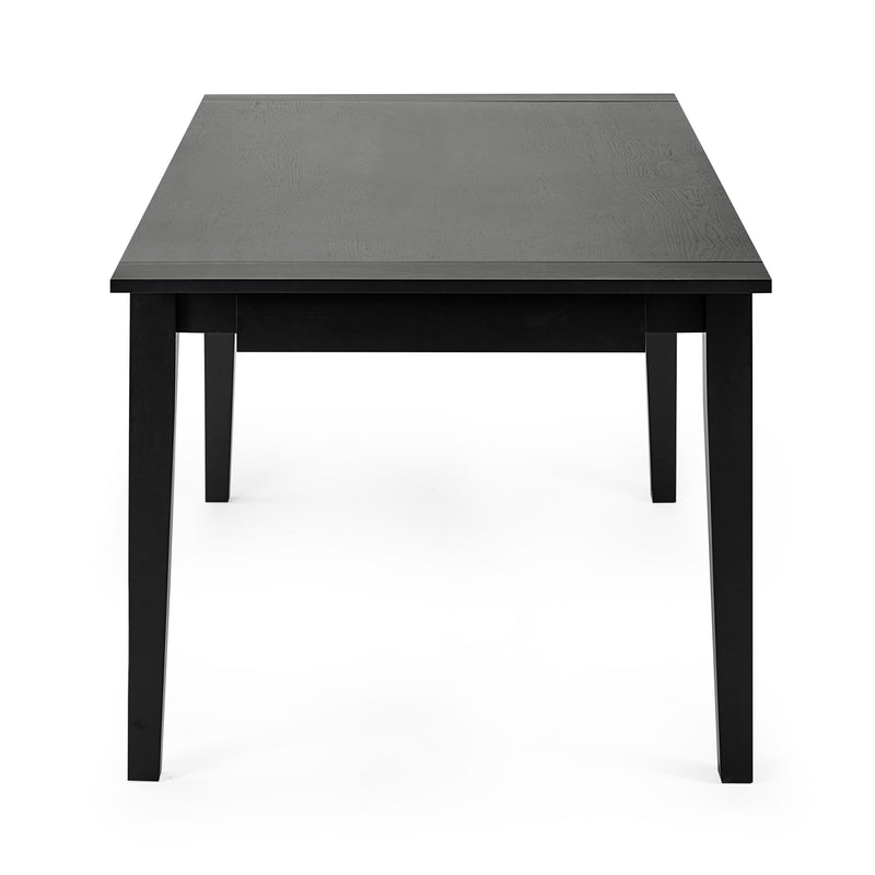 Black rectangular table on a white background