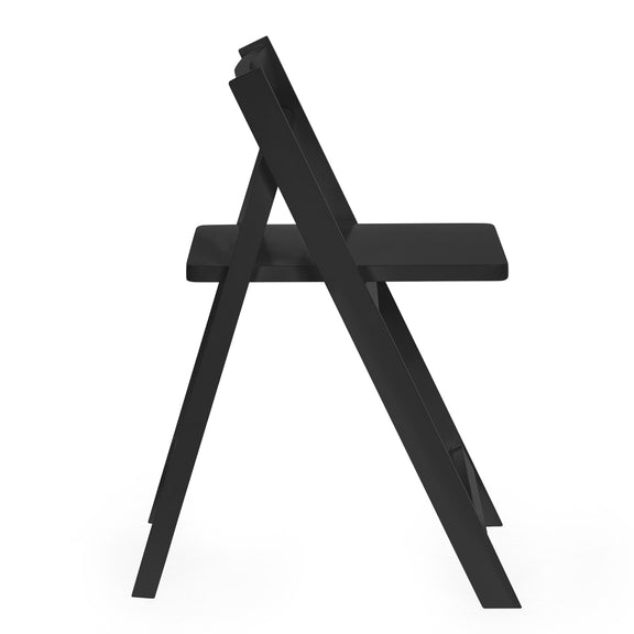 Black folding chair on a white background