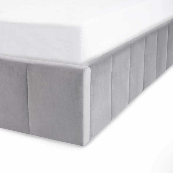 Gray fitted sheet on a white background