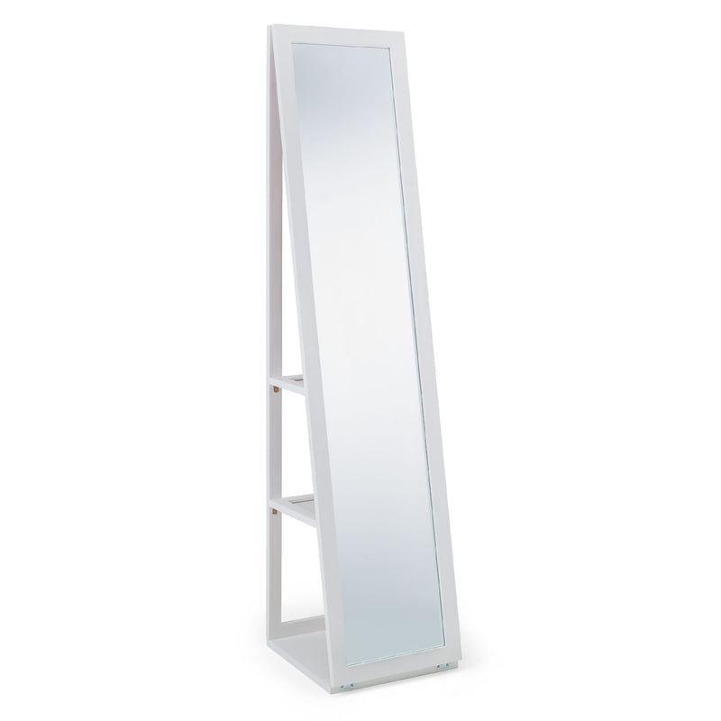 White standing mirror on a white background