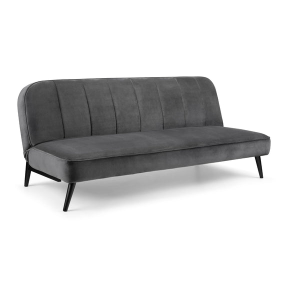 Gray sofa with black legs on a white background