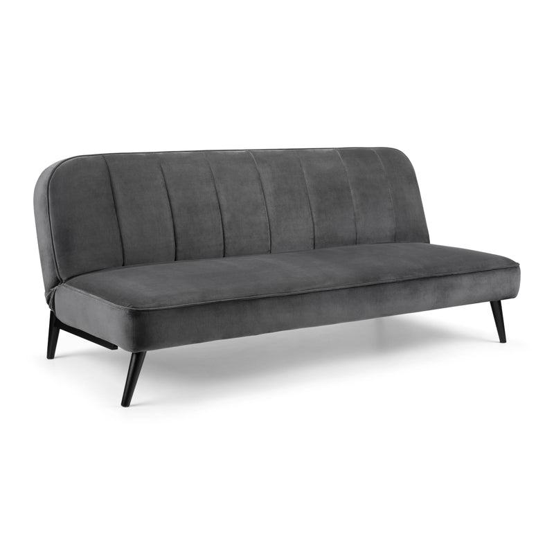 Gray sofa with black legs on a white background