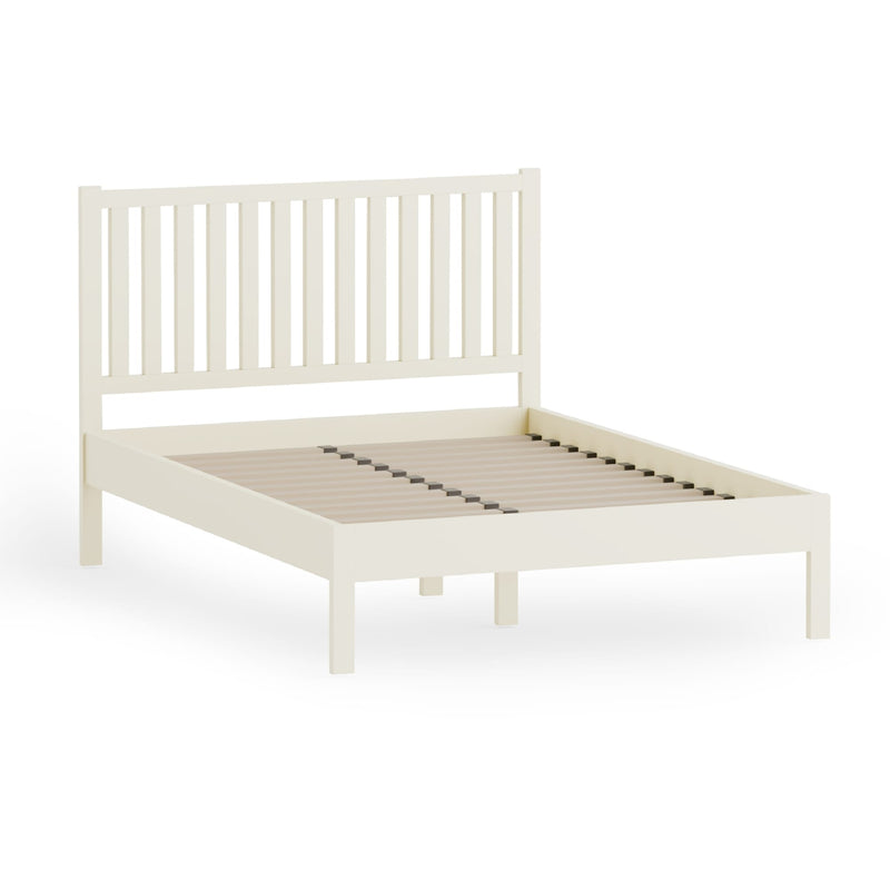 White wooden bed frame on a white background