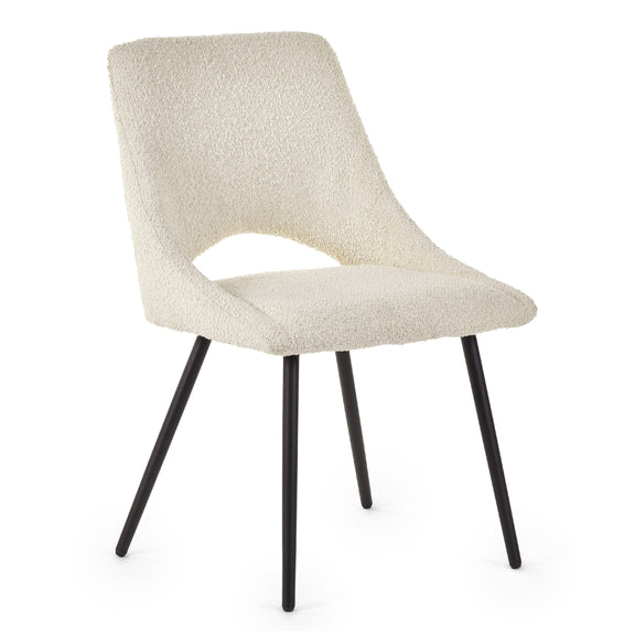 Beige chair with black legs on a white background