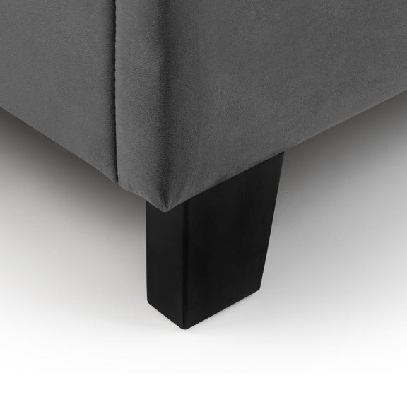 Gray upholstered furniture with a black leg on a white background