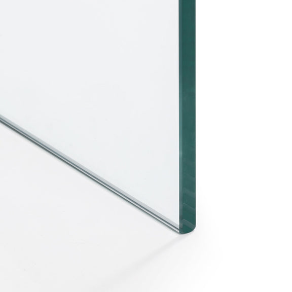 Clear glass panel on a white background