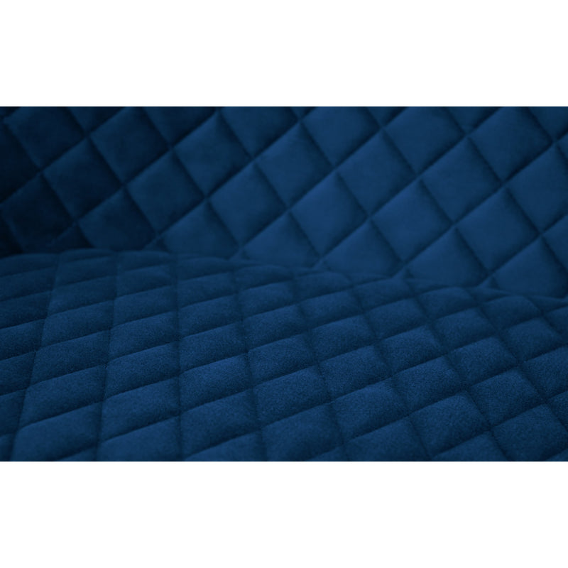 Close-up of a blue quilted fabric texture