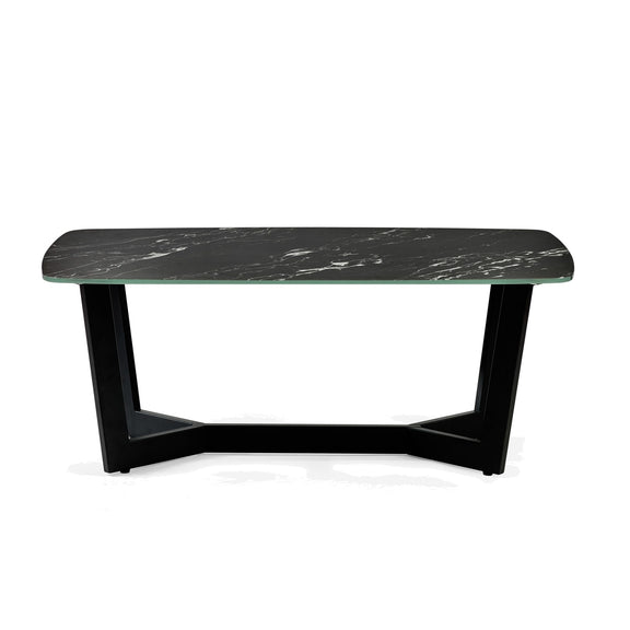 Black marble coffee table on a white background