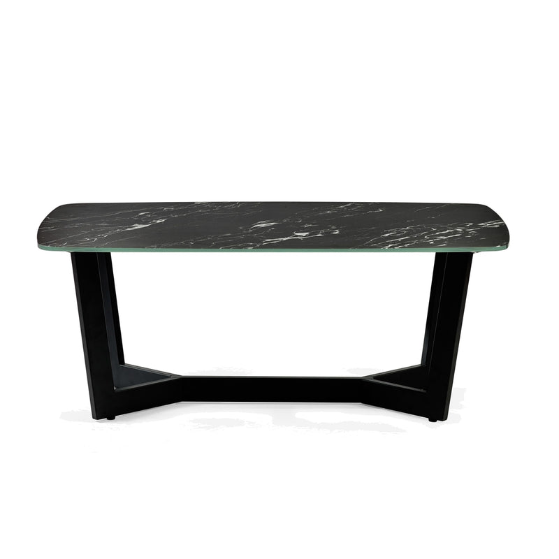 Black marble coffee table on a white background