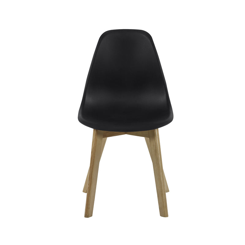 Black chair with wooden legs on a white background